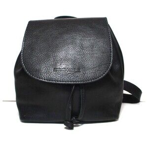 Portland Leather Goods Black Leather Bucket Backpack Purse Bag